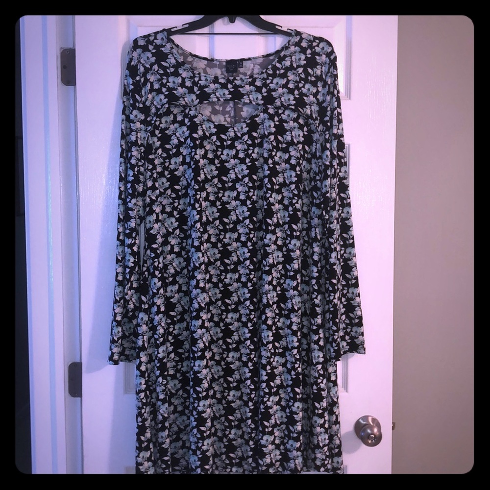 Kaari Blue Curvy Sz 3X Floral Swing Dress